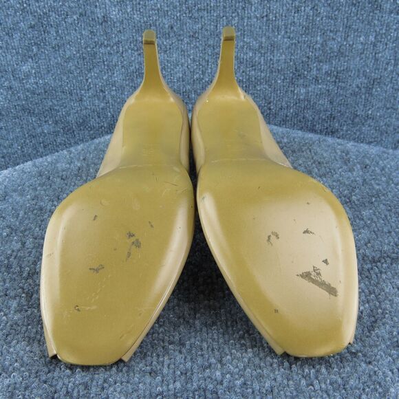 Via Spiga Women Peep Toe Heel Shoes Beige Patent Leather Size 10.5 Medium - Picture 9 of 9